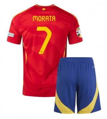 España Alvaro Morata #7 Primera Equipación Niños Eurocopa 2024 Manga Corta (+ Pantalones cortos)